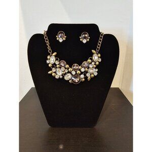 Grey Crystal Floral Cluster Jewelry Set